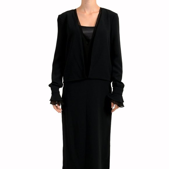 Tom Ford Women's 100% Silk Long Sleeves Deep V-Neck Sheath Dress US XS IT 38